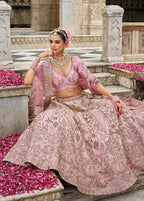 Monjolika Fashion Light Pink Khatli Embroidered Silk Blend Bridal Lehenga Choli - Distacart