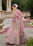 Monjolika Fashion Light Pink Khatli Embroidered Silk Blend Bridal Lehenga Choli - Distacart