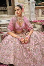 Monjolika Fashion Light Pink Khatli Embroidered Silk Blend Bridal Lehenga Choli - Distacart