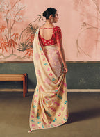 Monjolika Fashion Off White Bandhej Weaving Work Faux Khadi Georgette Saree - Distacart