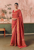 Monjolika Fashion Red Bandhej Weaving Work Faux Khadi Georgette Saree - Distacart