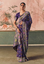 Monjolika Fashion Violet Bandhej Weaving Work Faux Khadi Georgette Saree - Distacart