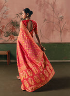Monjolika Fashion Gajri Pink Bandhej Weaving Work Faux Khadi Georgette Saree - Distacart
