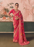 Monjolika Fashion Pink Bandhej Weaving Work Faux Khadi Georgette Saree - Distacart