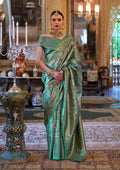 Monjolika Fashion Kanjivaram Silk Blend Classic Saree with Woven Work for Women in Teal - Distacart