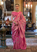 Monjolika Fashion Kanjivaram Silk Blend Classic Saree with Woven Work for Women in Pink - Distacart