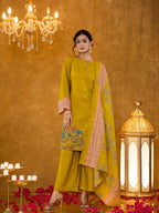 Yufta Green Pakistani Style Kurta Dupatta Set