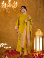 Yufta Green Pakistani Style Kurta Dupatta Set