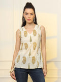 Yufta Mustard Cotton Sleeveless Boxy Top