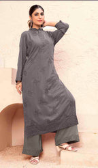 Monjolika Fashion Grey Georgette Embroidered Work Party Pant Style Suit - Distacart