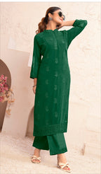 Monjolika Fashion Dark Green Georgette Embroidered Work Party Pant Style Suit - Distacart