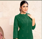 Monjolika Fashion Dark Green Georgette Embroidered Work Party Pant Style Suit - Distacart