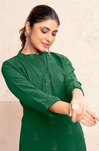 Monjolika Fashion Dark Green Georgette Embroidered Work Party Pant Style Suit - Distacart