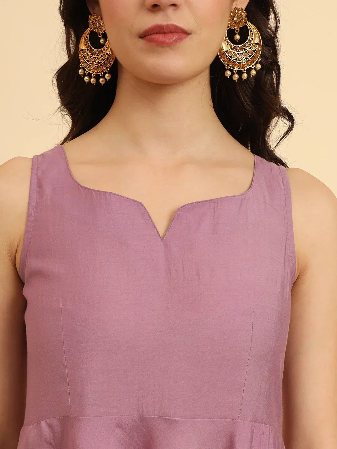 Yufta Purple Silk Sleeveless Kurta With Pant Banarasi Dupatta Set - Distacart
