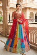 Monjolika Fashion Alia Bhatt Embroidered Multi Colour Georgette Lehenga Choli
