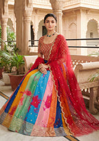 Monjolika Fashion Alia Bhatt Embroidered Multi Colour Georgette Lehenga Choli