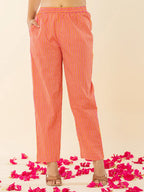 Yufta Pink Cotton Sequins_Work Straight Kurta Dupatta Pant Set