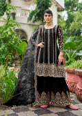 Monjolika Fashion Black Embroidered Chinnon Readymade Palazzo Kameez for Festival - Distacart