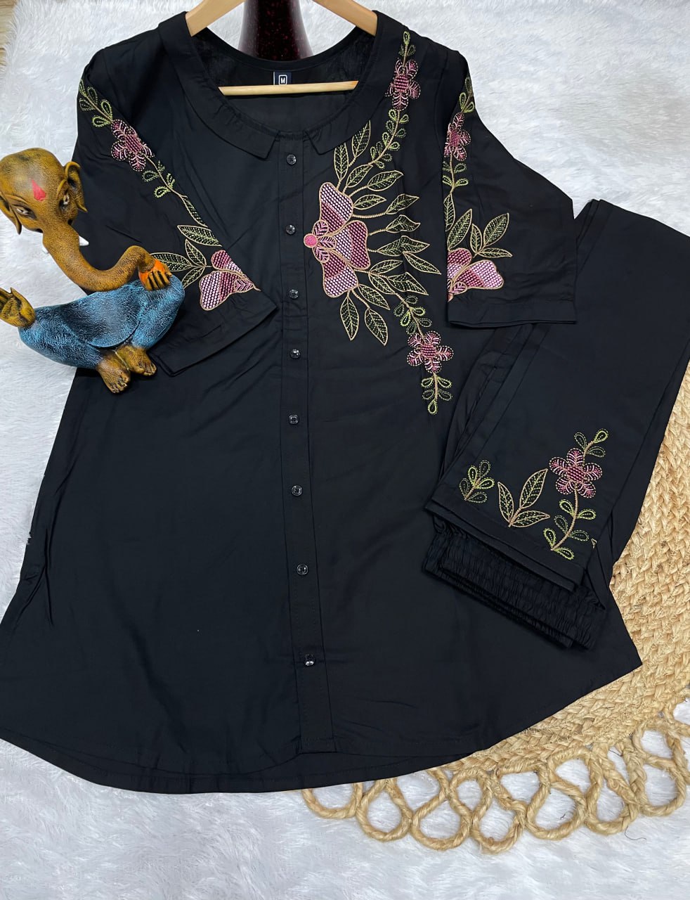 Pramukh Fab Black Color Rayon Co-ords Set - Distacart