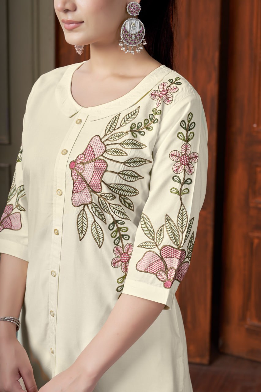 Pramukh Fab White Color Rayon Co-ords Set - Distacart