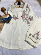 Pramukh Fab White Color Rayon Co-ords Set - Distacart