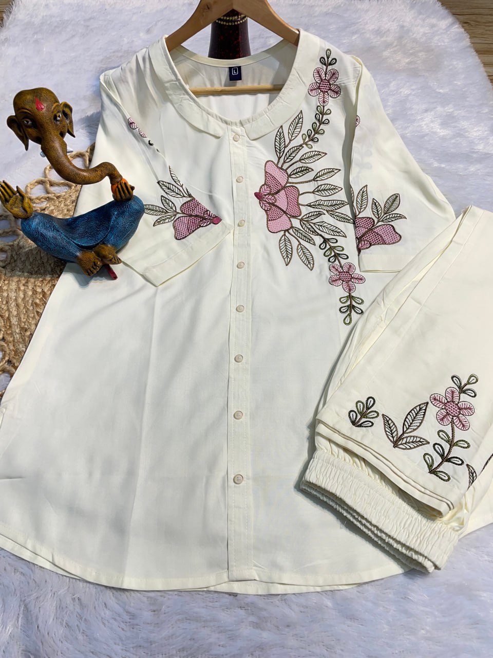 Pramukh Fab White Color Rayon Co-ords Set - Distacart