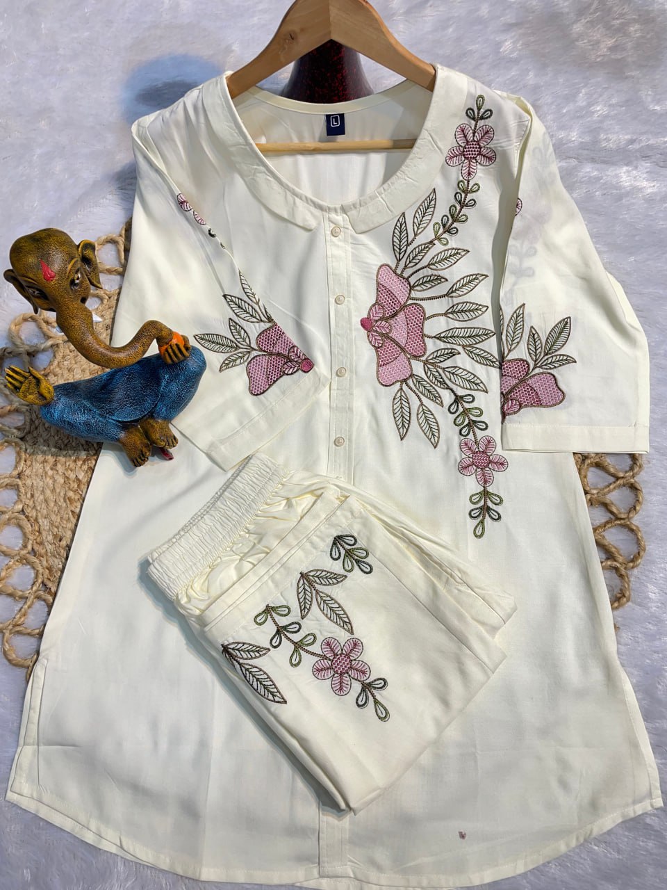 Pramukh Fab White Color Rayon Co-ords Set - Distacart
