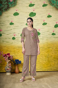 Pramukh Fab Brown Color Rayon Co-ords Set - Distacart