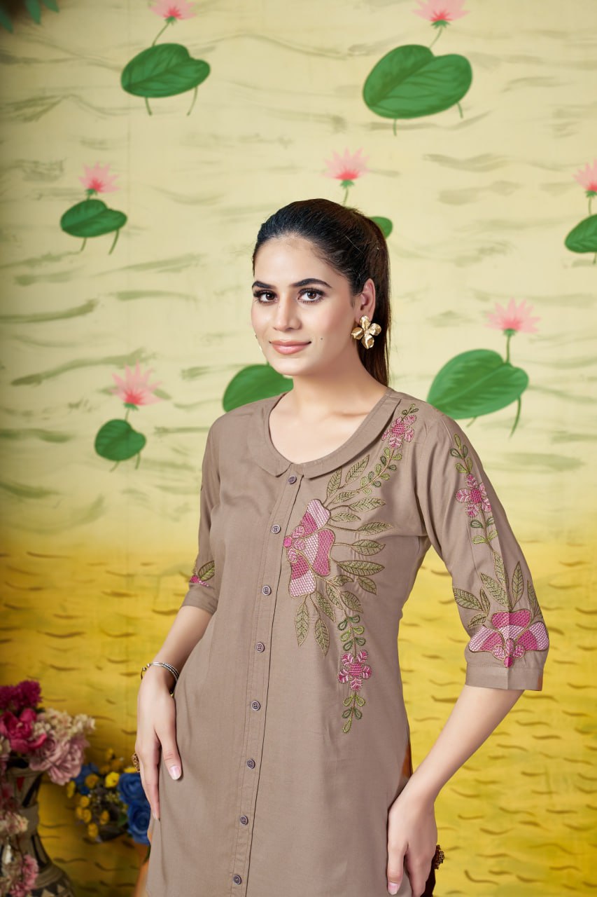 Pramukh Fab Brown Color Rayon Co-ords Set - Distacart