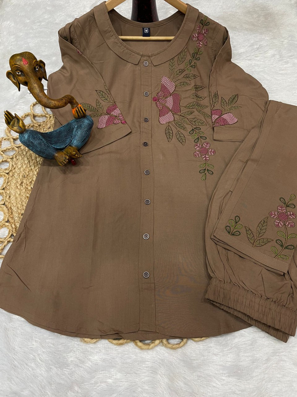 Pramukh Fab Brown Color Rayon Co-ords Set - Distacart