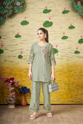 Pramukh Fab Olive Color Rayon Co-ords Set - Distacart