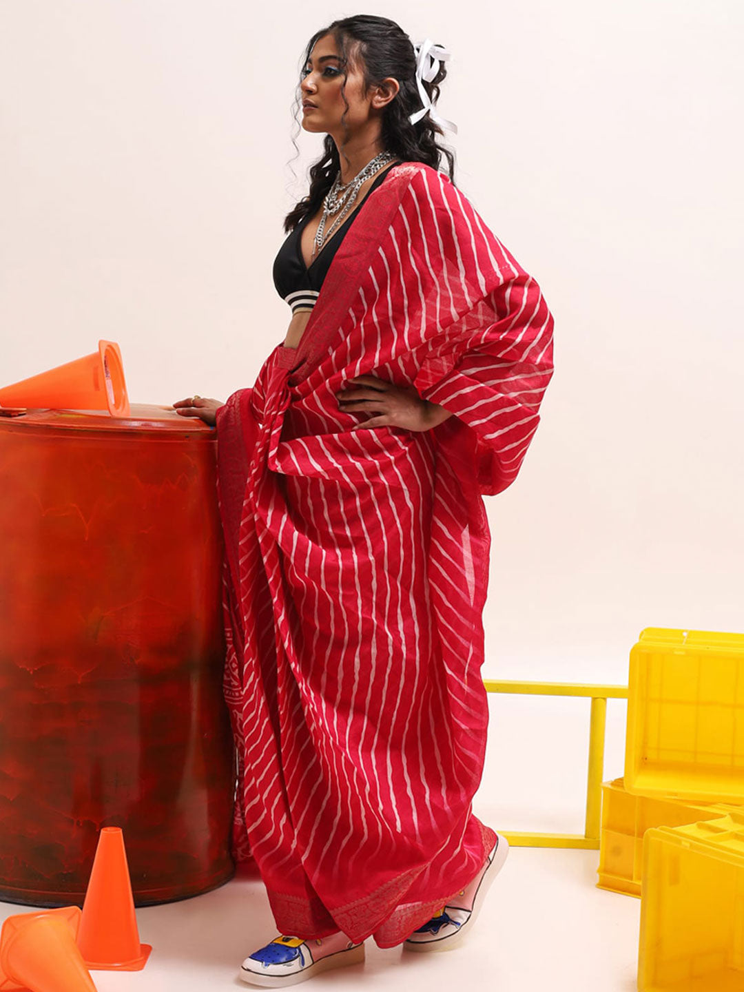Tikhi Imli Leheriya Jute Silk Ready to Wear Saree