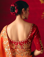 Monjolika Fashion Rust Fancy Fabric Embroidered Thread Work Classic Saree - Distacart