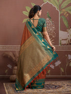 Monjolika Fashion Rust Weaving Work Tussar Silk Festival Contemporary Saree - Distacart