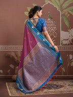 Monjolika Fashion Purple Weaving Work Tussar Silk Festival Contemporary Saree