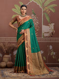 Monjolika Fashion Green Weaving Work Tussar Silk Festival Contemporary Saree - Distacart