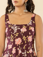 Yufta Brown Sleeveless Cotton Kurta With Dupatta Set