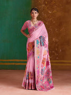 Monjolika Fashion Pink Cotton Blend Weaving Contemporary Saree - Distacart