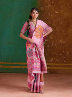 Monjolika Fashion Pink Cotton Blend Weaving Contemporary Saree - Distacart