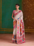Monjolika Fashion Cream Cotton Blend Weaving Contemporary Saree - Distacart