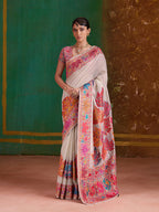 Monjolika Fashion Cream Cotton Blend Weaving Contemporary Saree - Distacart