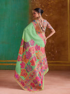 Monjolika Fashion Light Green Cotton Blend Weaving Contemporary Saree - Distacart