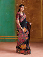 Monjolika Fashion Black Cotton Blend Weaving Contemporary Saree - Distacart