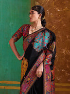 Monjolika Fashion Black Cotton Blend Weaving Contemporary Saree - Distacart