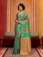 Monjolika Fashion Multi Colour Handloom Silk Blend Contemporary Saree With Weaving Work - Distacart