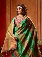 Monjolika Fashion Multi Colour Handloom Silk Blend Contemporary Saree With Weaving Work - Distacart