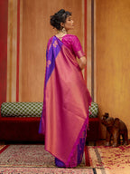 Monjolika Fashion Multi Colour Handloom Silk Blend Contemporary Saree With Weaving Work - Distacart
