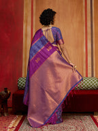 Monjolika Fashion Multi Colour Handloom Silk Blend Contemporary Saree With Weaving Work - Distacart