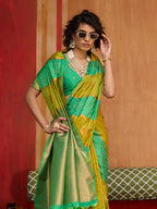 Monjolika Fashion Multi Colour Handloom Silk Blend Contemporary Saree With Weaving Work - Distacart