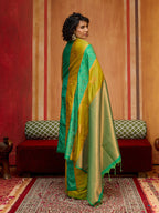 Monjolika Fashion Multi Colour Handloom Silk Blend Contemporary Saree With Weaving Work - Distacart